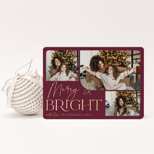 Tarjeta Festiva Con Relieve Metalizado Saludo festivo Merry & Bright 3 Photo