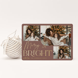 Tarjeta Festiva Con Relieve Metalizado Saludo festivo Merry & Bright 3 Photo