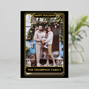 Tarjeta Festiva Con Relieve Metalizado Saludos de Fotos Familiares Inspirados en Tarot