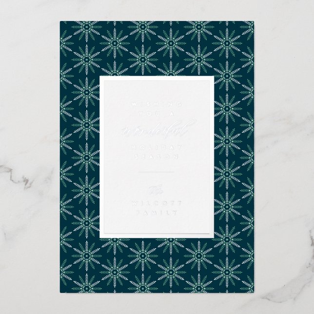 Tarjeta Festiva Con Relieve Metalizado SALUDOS DE LA TEMPORADA | Agrega tu foto (Anverso)