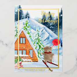 Tarjeta Festiva Con Relieve Metalizado Saludos estacionales de Navidades alegres