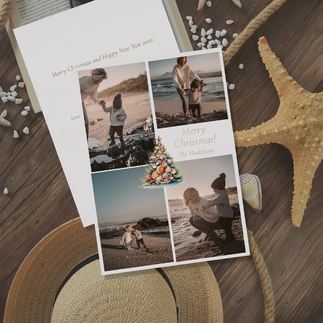 Tarjeta Festiva Con Relieve Metalizado Sandy Smiles 4 Delicios de playa para tus Navidade (Subido por el creador)