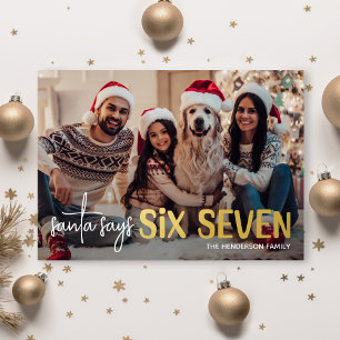 Tarjeta Festiva Con Relieve Metalizado Santa Divertido Dice 67 Foto