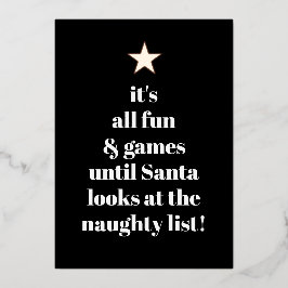 Tarjeta Festiva Con Relieve Metalizado Santa Star Fuente de árbol moderna cita divertida 