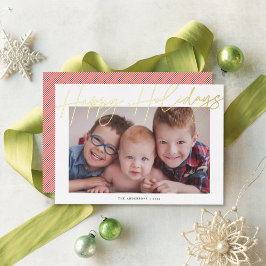 Tarjeta Festiva Con Relieve Metalizado Script de caligrafía moderna Fotos de vacaciones f