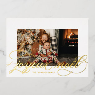 Tarjeta Festiva Con Relieve Metalizado Script de Relieve metalizado Joyeux Noel Tarjeta d