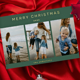 Tarjeta Festiva Con Relieve Metalizado Sencilla elegancia moderna 3 foto Feliz Navidad