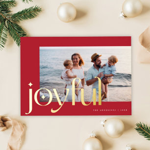 Tarjeta Festiva Con Relieve Metalizado Sencillo elegante moderno joyful 1 Foto Oro Rojo