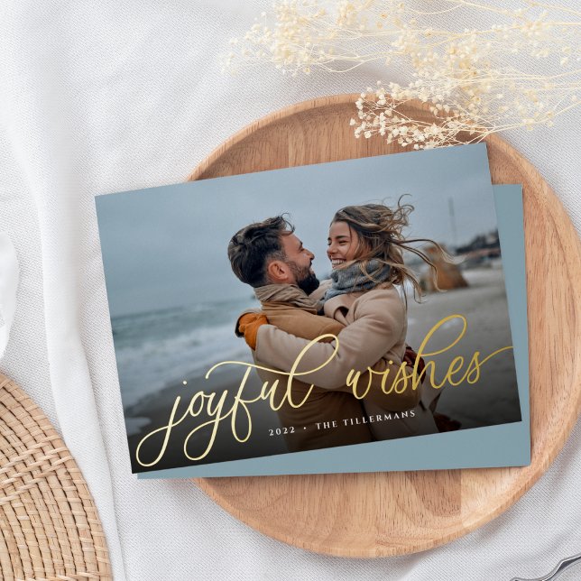 Tarjeta Festiva Con Relieve Metalizado Sencillo guión dorado superposición de joyful Wike (Subido por el creador)