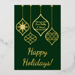 Tarjeta Festiva Con Relieve Metalizado Sencillos Navidades de balbuceo de verde y oro