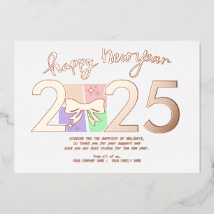 Tarjeta Festiva Con Relieve Metalizado Sencillos Navidades elegantes Caja de regalo de Añ