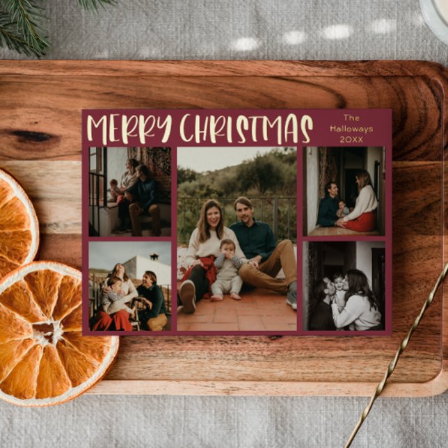Tarjeta Festiva Con Relieve Metalizado Sencillos Navidades Red Five-Photo Gold (Subido por el creador)