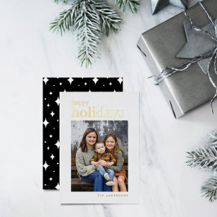 Tarjeta Festiva Con Relieve Metalizado Serif Felices Fiestas Foto