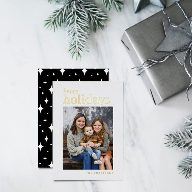 Tarjeta Festiva Con Relieve Metalizado Serif Felices Fiestas Foto (Subido por el creador)