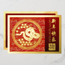 Serpiente china de Año Nuevo 2025 con deseos HFC