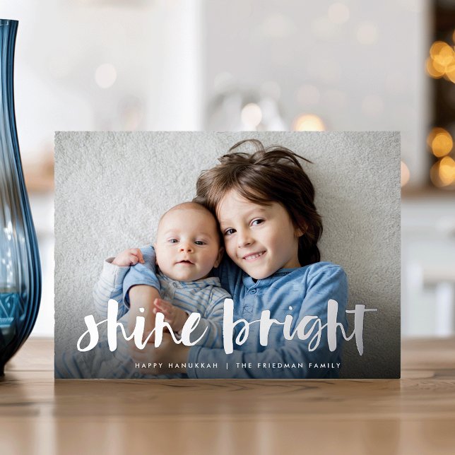 Tarjeta Festiva Con Relieve Metalizado Shine Bright | Foto completa Hanukkah Silver (Subido por el creador)