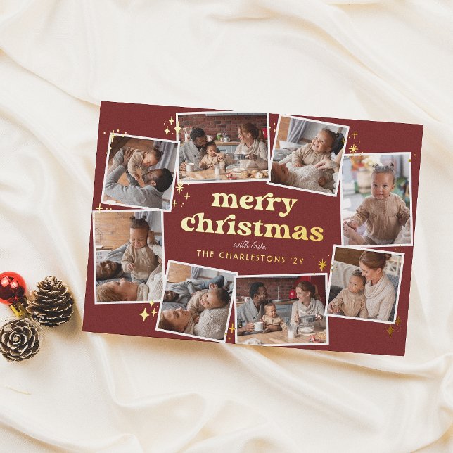 Tarjeta Festiva Con Relieve Metalizado Shiny Groovy Red & Gold Merry Christmas 8 Photo (Subido por el creador)