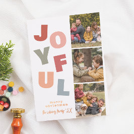 Tarjeta Festiva Con Relieve Metalizado Shiny Joyful Boho Bold Multi 3 Navidades de fotogr