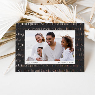 Tarjeta Festiva Con Relieve Metalizado Siete principios foto horizontal Kwanzaa