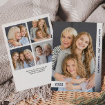 Tarjeta Festiva Con Relieve Metalizado Silver Wishes | Modern Multi Photo Hanukkah<br><div class="desc">These elegant and modern cards feature a silver foil bar along the side of your personal photo on the front, and a small matching silver foil banner with the year adds that additional style. The text says "Joyous Hanukkah", but you can change this, and you can add your family name....</div>