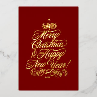 Tarjeta Festiva Con Relieve Metalizado Simple Foil Christmas Card