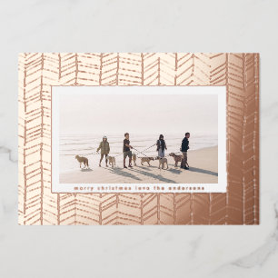 Tarjeta Festiva Con Relieve Metalizado Simple Foto de Caña de Caramelo de Navidad en Rosa