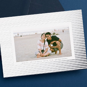 Tarjeta Festiva Con Relieve Metalizado Simple Foto de Pinza de Plata Prensada con Raya