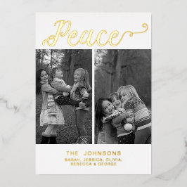 Tarjeta Festiva Con Relieve Metalizado Simple guión moderno Paz manuscrita 3 fotos