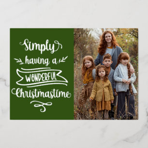 Tarjeta Festiva Con Relieve Metalizado Simplemente tener un Foil de Foto de Navidad marav