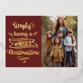 Tarjeta Festiva Con Relieve Metalizado Simplemente tener una foto maravillosa de Navidad