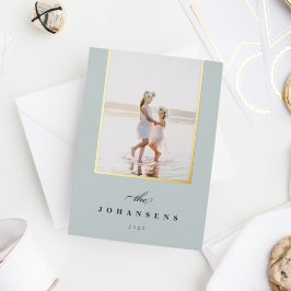 Tarjeta Festiva Con Relieve Metalizado Simplicidad | Foto vertical elegante