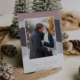 Tarjeta Festiva Con Relieve Metalizado Snowdrit | Bloqueo de color Foto vertical Deseos c