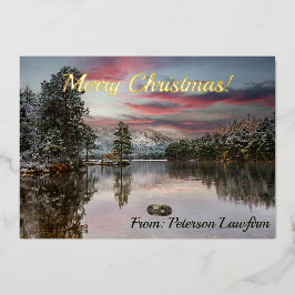 Tarjeta Festiva Con Relieve Metalizado Snowy Scottish Landscape Relieve metalizado Holida