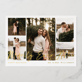 Tarjeta Festiva Con Relieve Metalizado Sólo Después De 5 Collages de fotos Mínimos