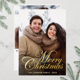 Tarjeta Festiva Con Relieve Metalizado Sparkle Merry Christmas 2 FOTO Saludo al oro