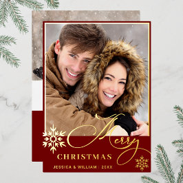 Tarjeta Festiva Con Relieve Metalizado Sparkle Merry Christmas 2 FOTO Saludo al oro