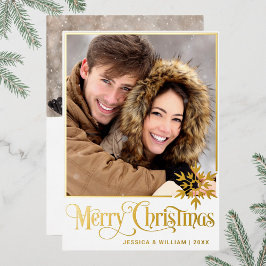 Tarjeta Festiva Con Relieve Metalizado Sparkle Merry Christmas 2 FOTO Saludo al oro