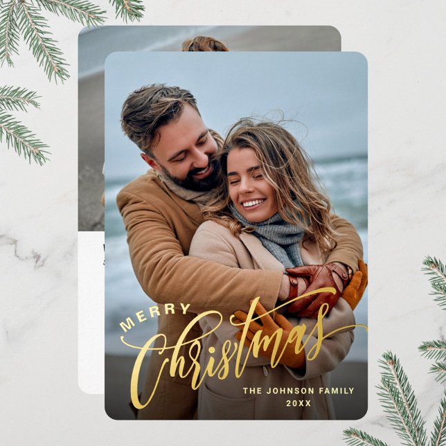 Tarjeta Festiva Con Relieve Metalizado Sparkle Merry Christmas 2 FOTO Saludo al oro (Subido por el creador)