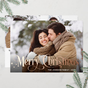 Tarjeta Festiva Con Relieve Metalizado Sparkle Merry Christmas 3 Fofa Greet Rosa Gold