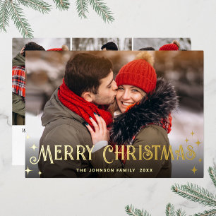 Tarjeta Festiva Con Relieve Metalizado Sparkle Merry Christmas 4 FOTOGRAFÍA Saludando el 