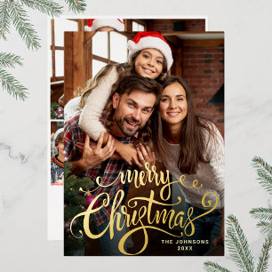 Tarjeta Festiva Con Relieve Metalizado Sparkle Merry Christmas 4 FOTOGRAFÍA Saludando el 