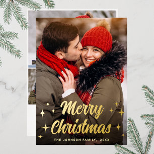 Tarjeta Festiva Con Relieve Metalizado Sparkle Merry Christmas 4 FOTOGRAFÍA Saludando el 