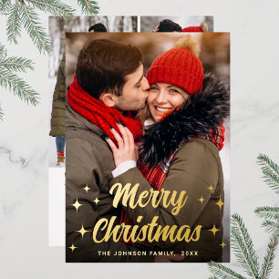Tarjeta Festiva Con Relieve Metalizado Sparkle Merry Christmas 4 FOTOGRAFÍA Saludando el 