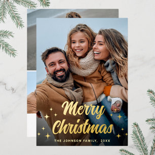 Tarjeta Festiva Con Relieve Metalizado Sparkle Merry Christmas 4 FOTOGRAFÍA Saludando el