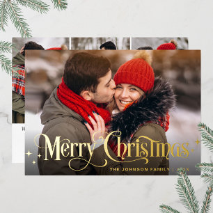 Tarjeta Festiva Con Relieve Metalizado Sparkle Merry Christmas 4 FOTOGRAFÍA Saludando el