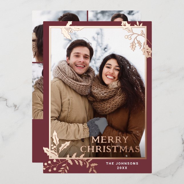 Tarjeta Festiva Con Relieve Metalizado Sparkle Merry Christmas 5 Fofa Greet Rosa Gold (Anverso/Reverso)