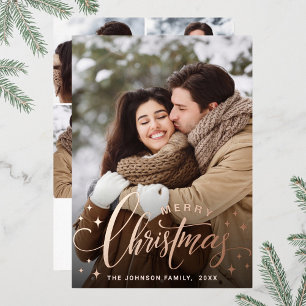 Tarjeta Festiva Con Relieve Metalizado Sparkle Merry Christmas 5 Fofa Greet Rosa Gold
