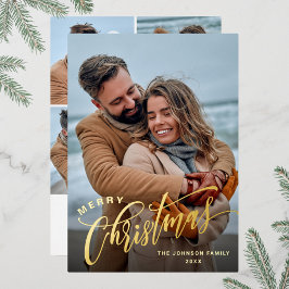 Tarjeta Festiva Con Relieve Metalizado Sparkle Merry Christmas 5 FOTO Saludar el oro