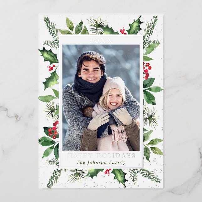 Tarjeta Festiva Con Relieve Metalizado Sparkle Merry Christmas FOTO Grey (Anverso)