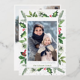 Tarjeta Festiva Con Relieve Metalizado Sparkle Merry Christmas FOTO Grey